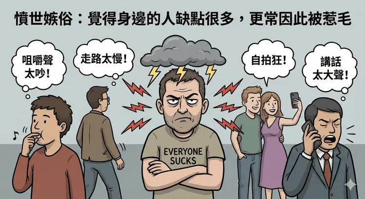 你是憤世嫉俗的人嗎？（Nano Banana Pro 繪製）