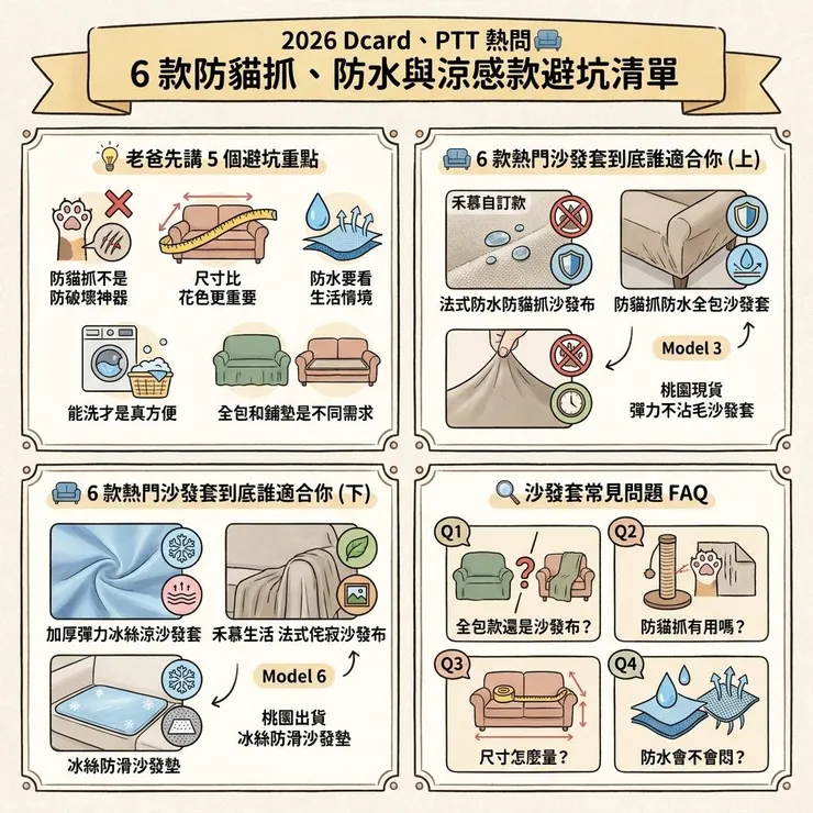 【沙發套推薦】2026 Dcard、PTT 熱問🛋️6 款防貓抓、防水與涼感款避坑清單