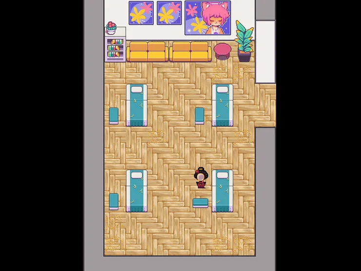 請至左邊美容室右下角的椅子對話吧!