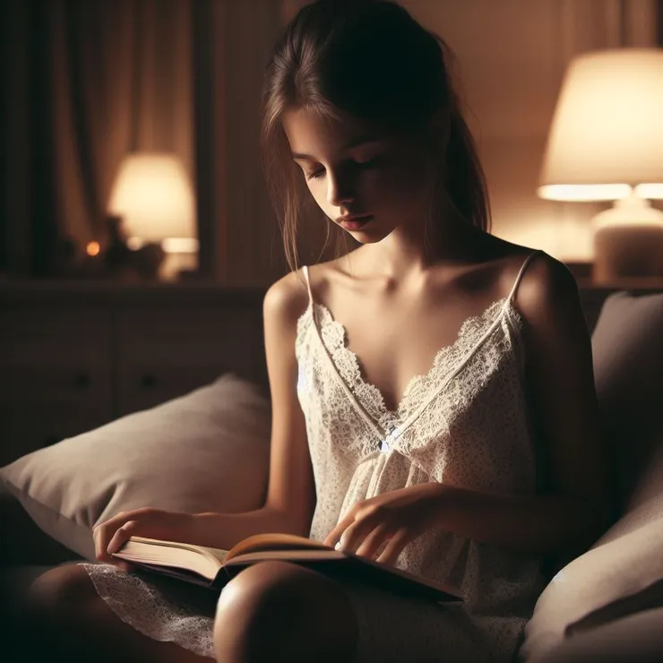 AI生圖-女孩燈下夜讀