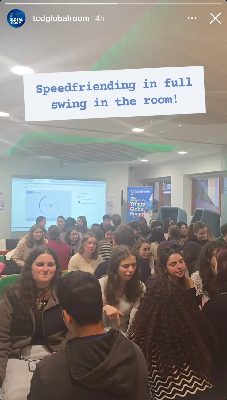 迎新週舉辦的 speed friending 活動 (截圖於 @tcdglobalroom)