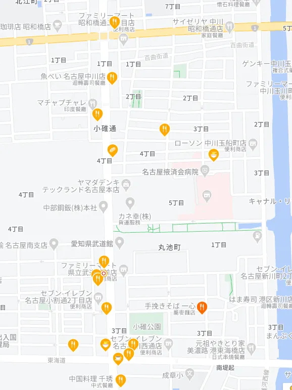 愛知縣武道館附近食肆 地圖截自 Tabelog