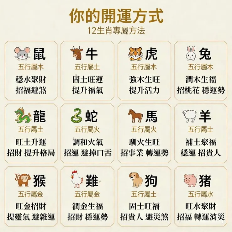 十二生肖適合的開運方法（12生肖細分）