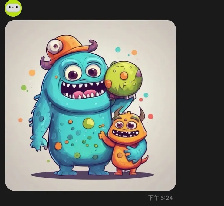 請AI再畫溫馨親子圖，一樣強力向怪獸電力公司致敬。這根本毛怪跟被剃毛怪的靈魂交換混和體。