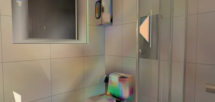 幻彩的洗手間，無論馬桶還是熱水爐都是幻彩的。