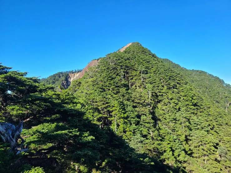 佳陽山很好認，左邊有崩塌的那座就是