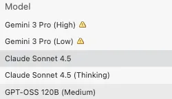 Google Antigravity 可選擇的模型