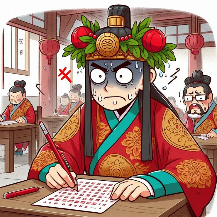 「老師」面對一直寫錯及不會寫的情形時，真的是會很焦慮的！ (小昕咒語Bing繪圖)