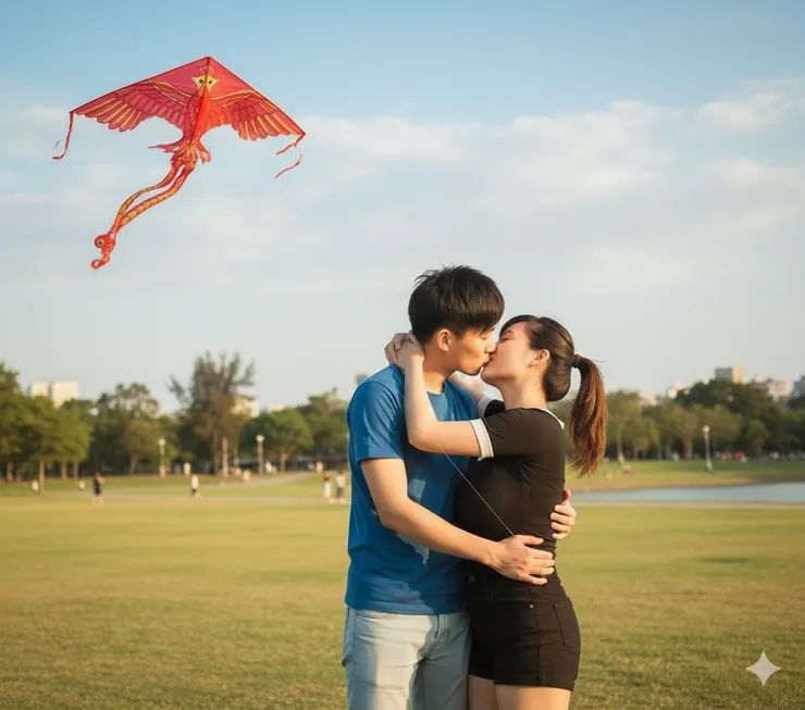 大二的陳汝蓁與前男友黃鈺程接吻