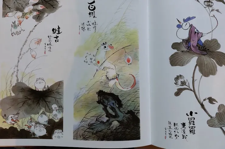 最喜歡画虎書店中的掛畫和一堆心靈書法（文字內容各種亂寫，催更者死最有名吧？有的字太草看不出內容）