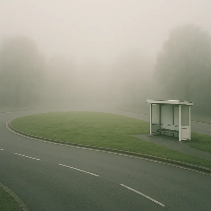迷霧中的圓環與巴士站 - ChatGPT