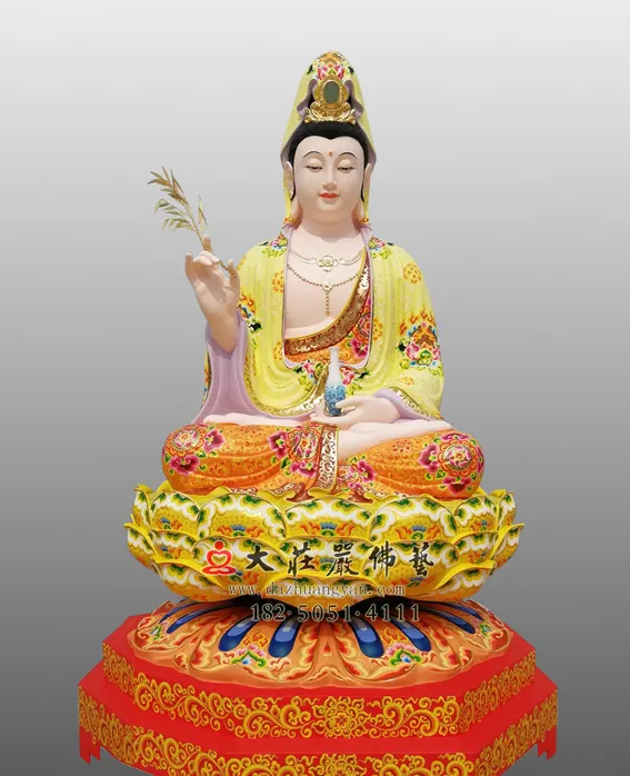 銅雕觀音菩薩彩繪塑像