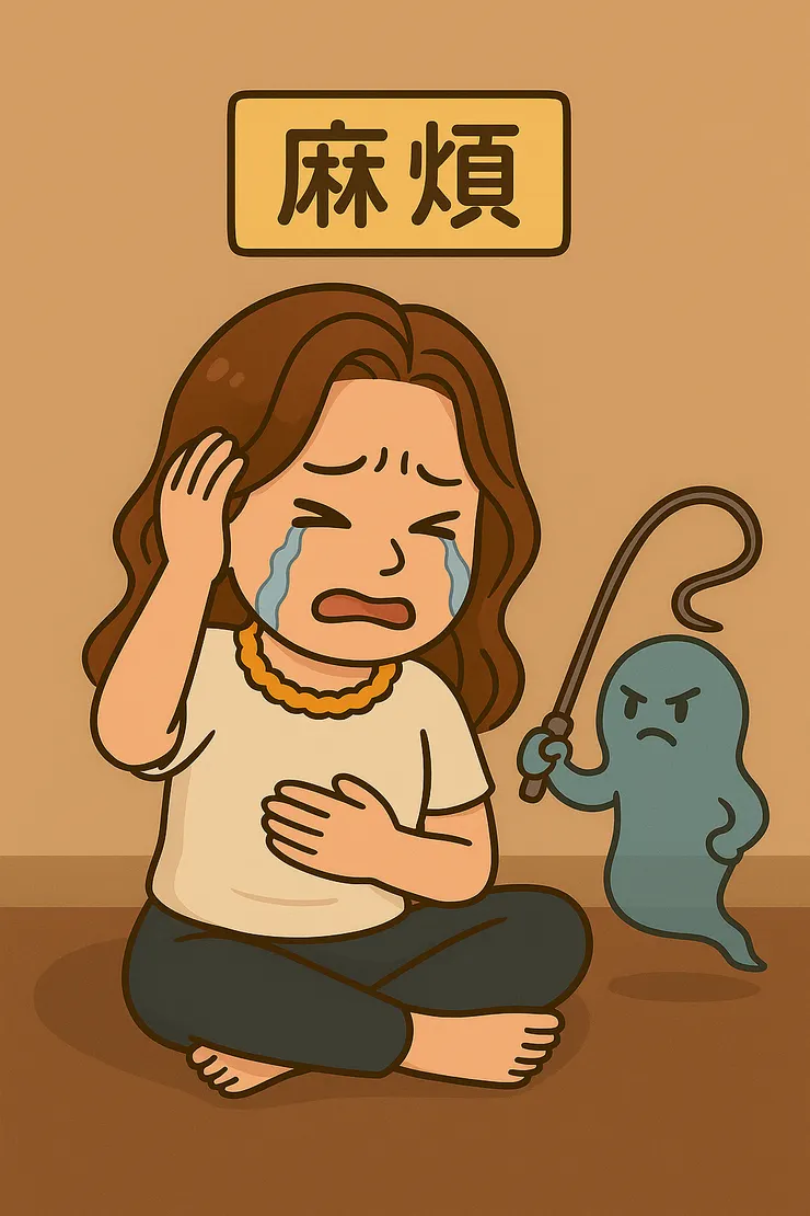 我不是不成熟，我是還在跟腦內鞭子人搏鬥中。 情緒過敏者的日常表演：心碎、補妝、微笑、繼續演。