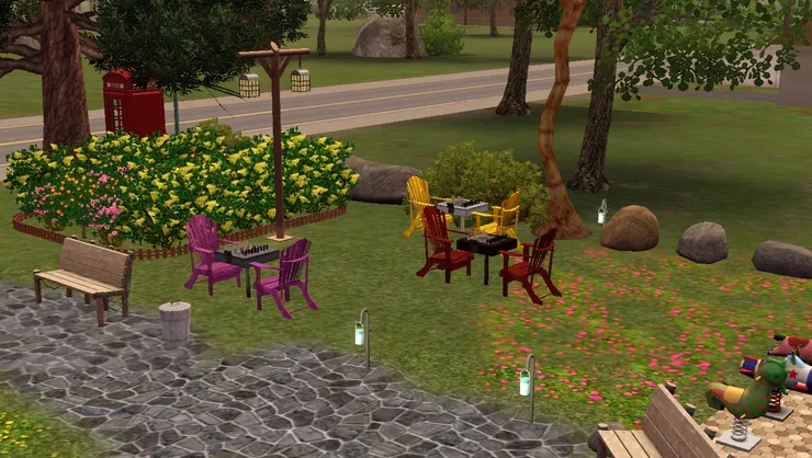 下棋區各成一角。