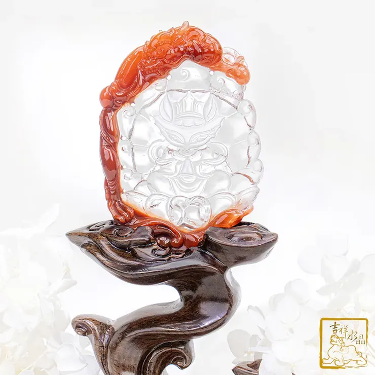 紅兔毛九尾狐仙祥龍擺件 58g 吉祥如意