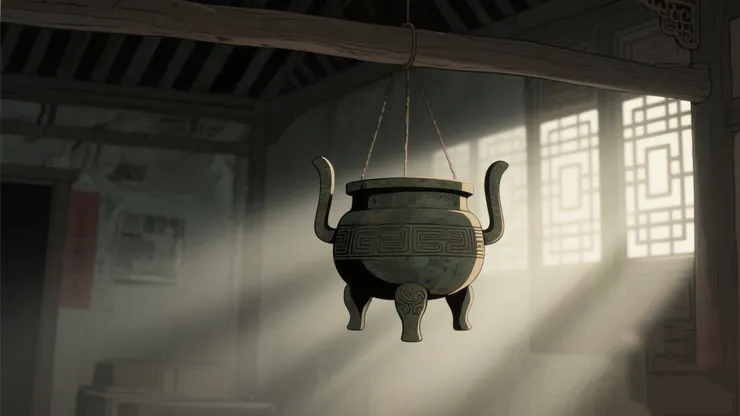 三界爐懸於三合院大廳屋樑上