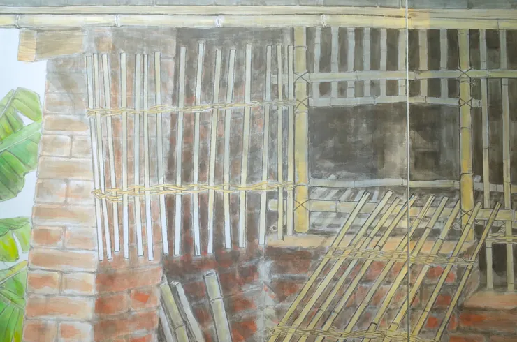 〈後院清晨〉局部－雞籠