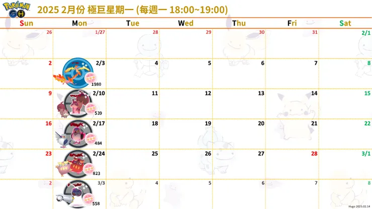 2025 2月份極巨星期一