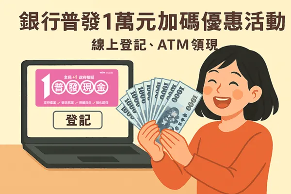 2025普發一萬銀行加碼優惠懶人包:線上登記、ATM領現活動