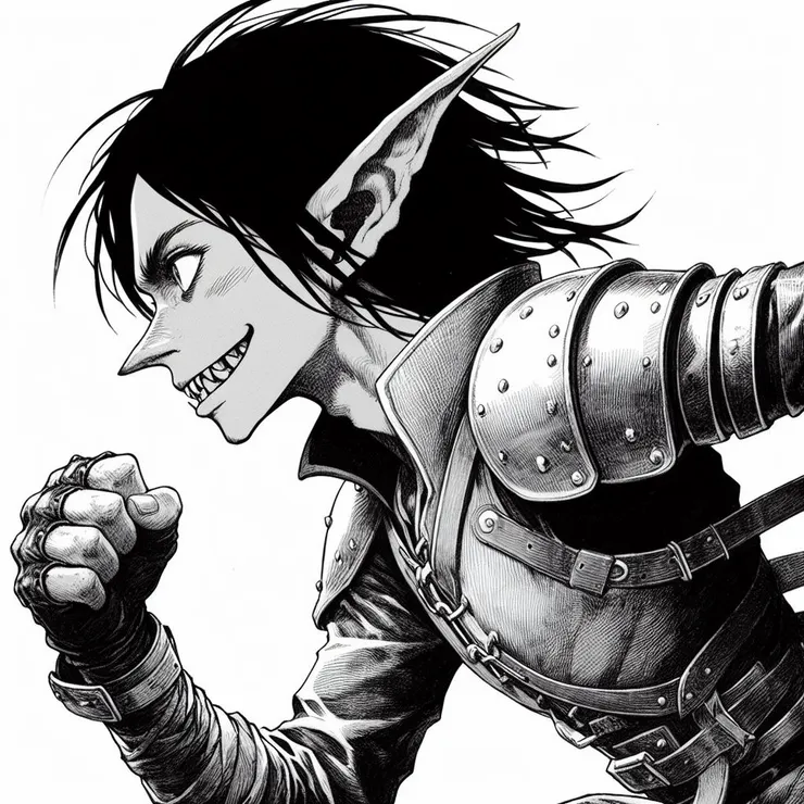 卸下邪惡的外表後，其實是個有著和善大臉的哥布林戰士，琳解除詛咒後每天都充滿笑容