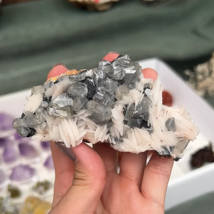 摩洛哥白鉛礦共生重晶石方鉛礦