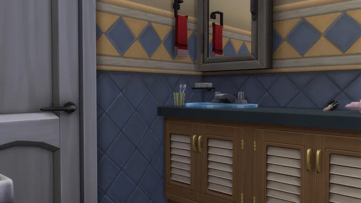 很特別的洗手盆安裝在很一般的櫃枱上。