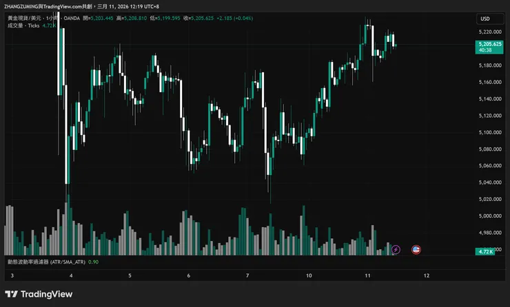黃金現貨XAUUSD 1小時K線圖　圖片來源 : trading view