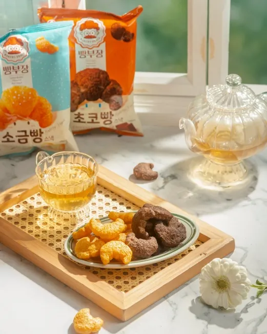 韓國必買~麵包部長可頌餅乾造型吸晴。圖/農心提供