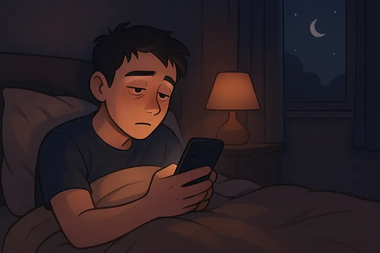 身體已經很累了，大腦卻還被手機的光牢牢抓住。