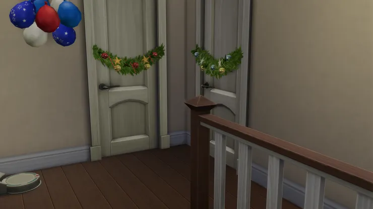 門上掛了聖誕植物。