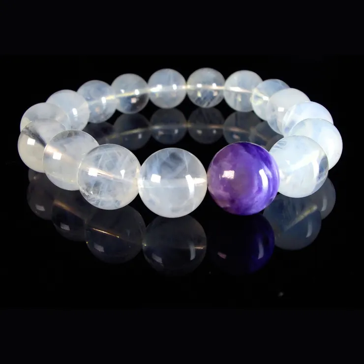 紫雲晶與藍針白水晶——卓越紳士 男士手鍊