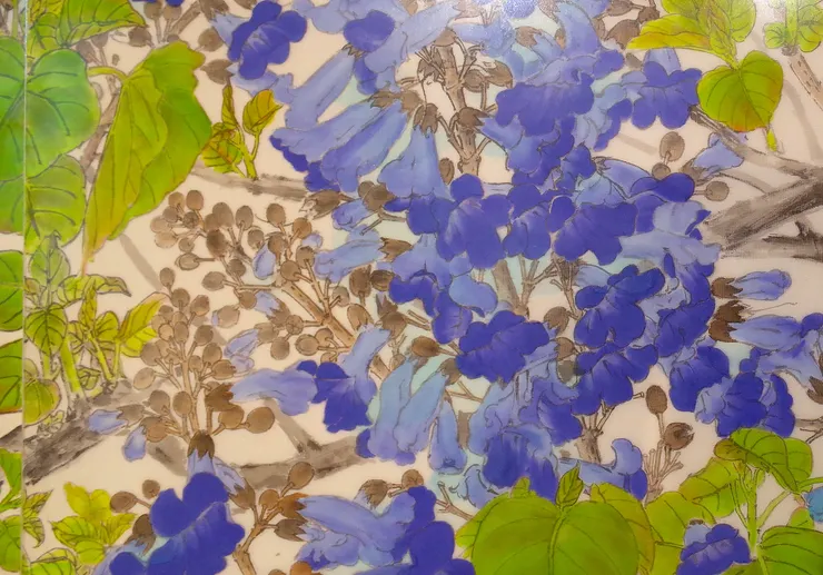  〈春律─向林玉山老師致敬／三月之晨〉局部－泡桐