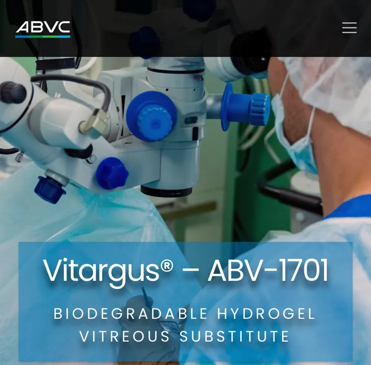 ABVC集團專利人工玻璃體Vitargus研發成果卓越
