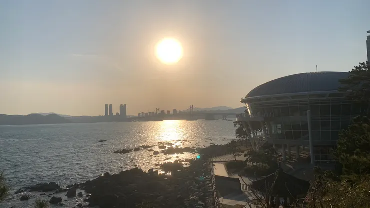 大紅夕陽高高掛。