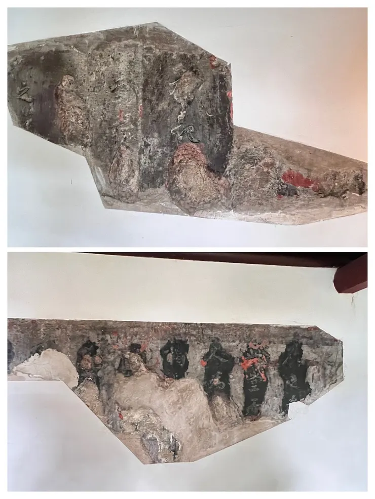 廊墻上刻有名人書法,惜年久剝落,可辨者很有限。