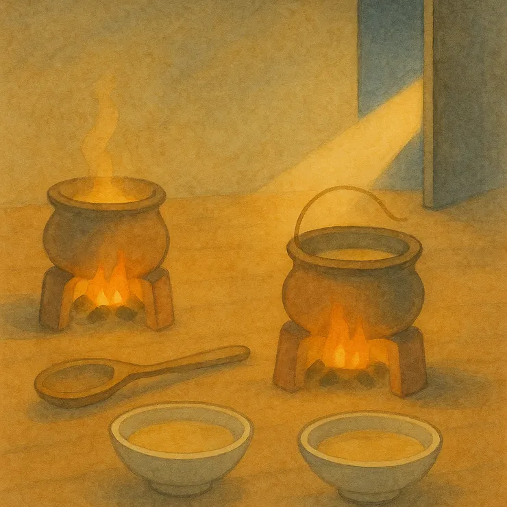 兩火分灶,各煮一盅。