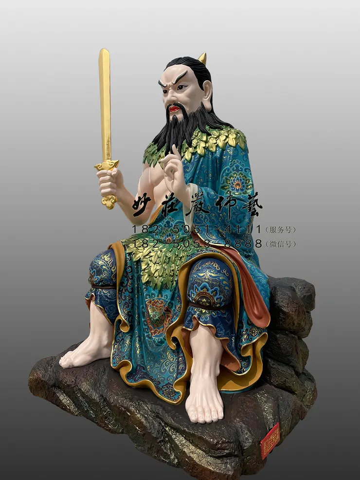 銅雕伏羲神像右側照