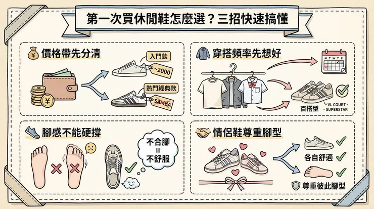 第一次買休閒鞋怎麼選？三招快速搞懂