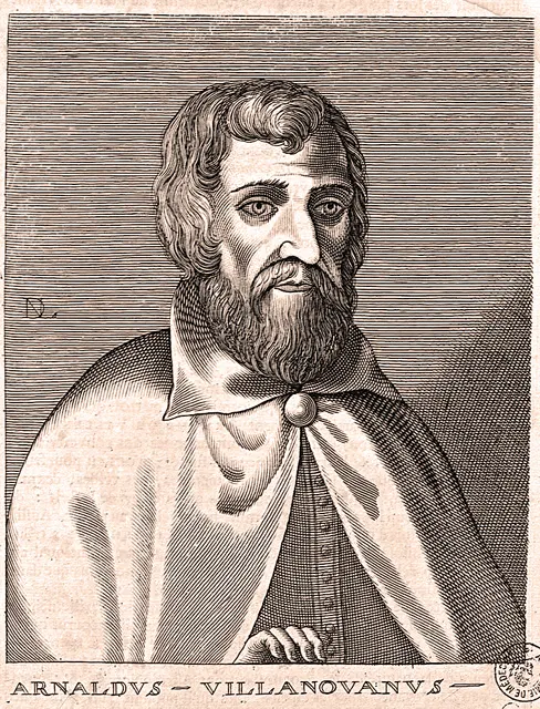 Arnaldus de Villa Nova 是十三世紀的義大利醫師,同時也被認為是一位煉金術師(Source: Unknown derivative work by JPS68 / Public domain / via Wikimedia Commons)