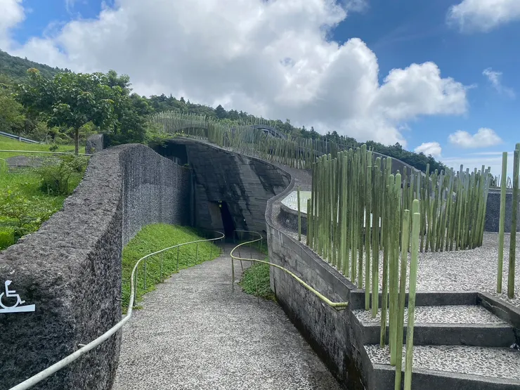 一堆綠色棒狀物欄杆