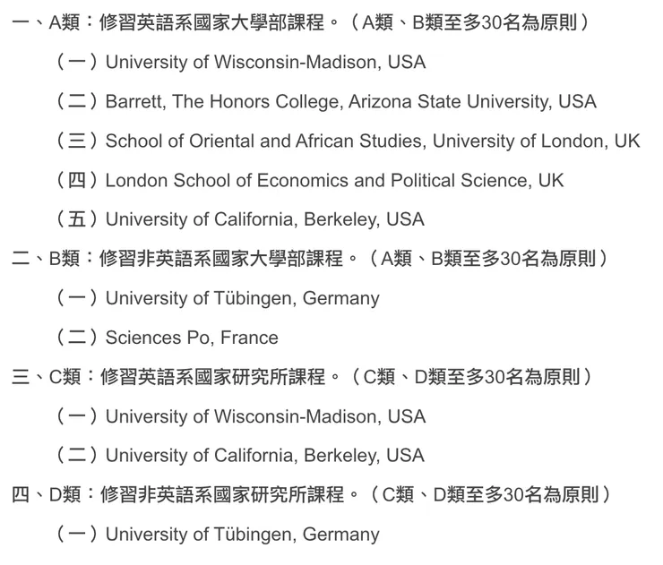 跨國人才計劃合作學校