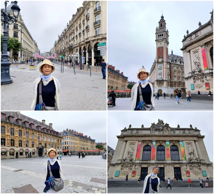 【牽著阿肥穿越戴高樂歌劇院廣場！老妻留影。】