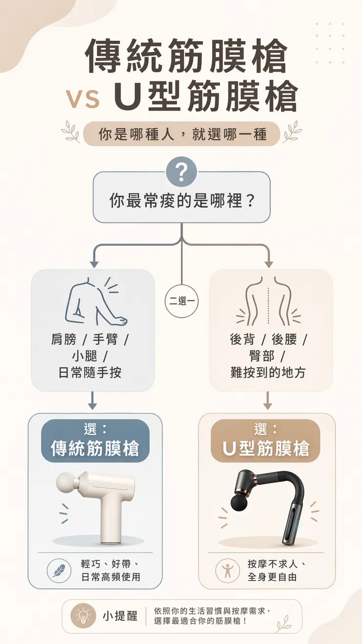 傳統筋膜槍 vs U型筋膜槍，哪款才是你的「不求人」放鬆神器？