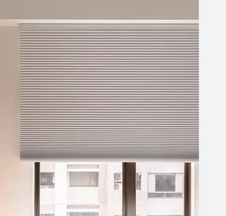 截自網路的示意圖,單電機的就只能做到這樣下緣的上下,不能達成整片簾停在中間