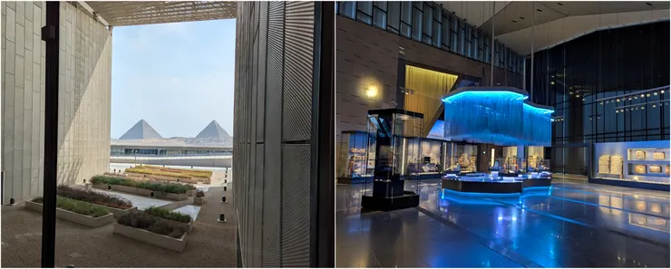 令人屏息的金字塔端景與第一展區的尼羅河意象