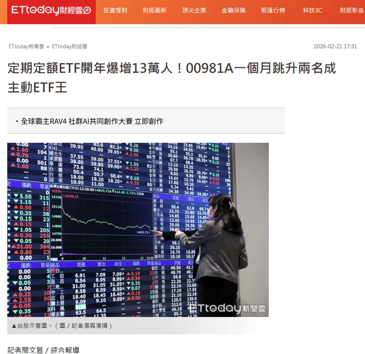 ETF 00981A 新聞 20260221