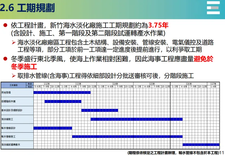 新竹海淡廠工程第二次廠商公開說明會簡報 p11，來源：水利署