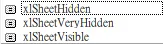 VBA撰寫時出現的提示(隱藏、非常隱藏、顯示共3種指令)