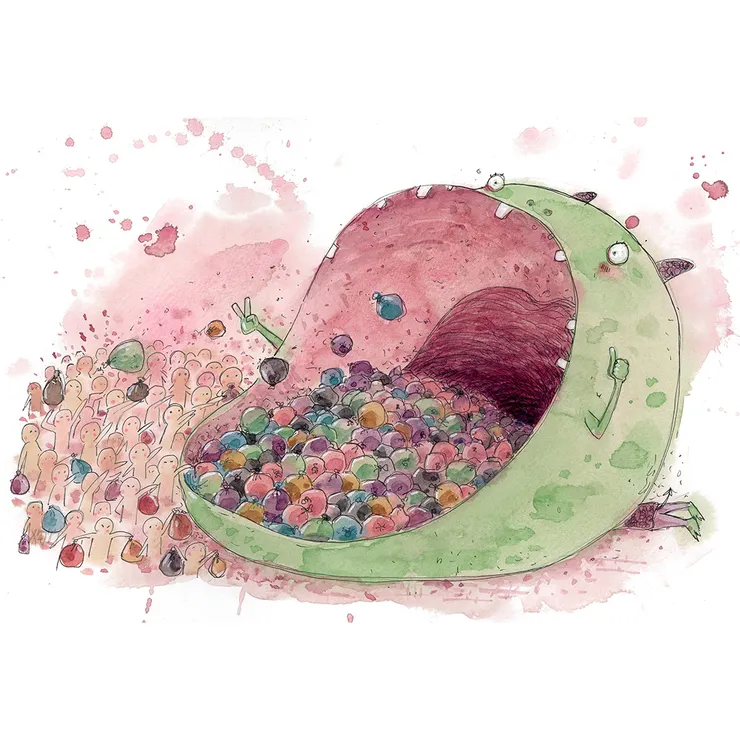 [丟] 我要畫一隻 喜歡吃垃圾 的 怪獸  把心中 的垃圾 全部丟給它啦