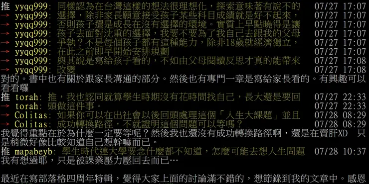 與網友的討論